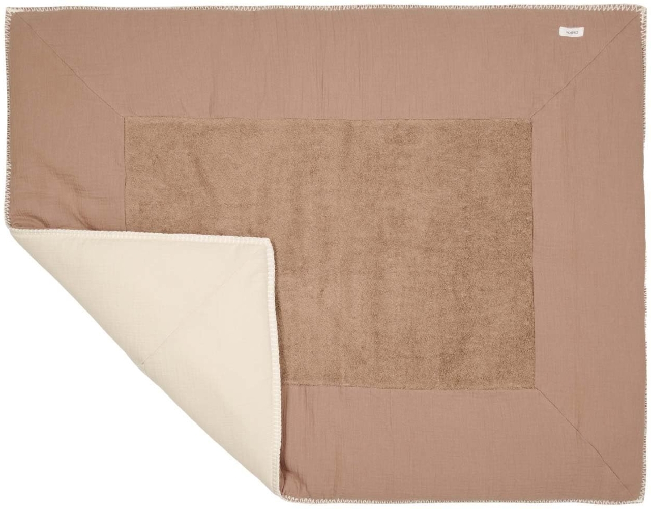 Koeka Laufstalldecke - Viereckige Laufgittereinlage - Spieldecke - Krabbeldecke - Faro - Musselin Baumwolle - Weiß/Braun - 75X95 Cm Bild 1