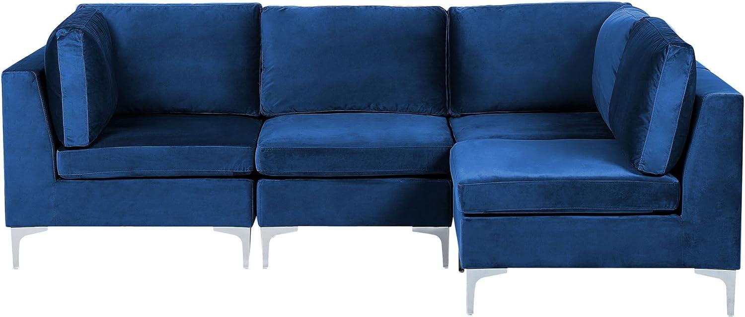 Ecksofa EVJA Marineblau Samtstoff Bild 1