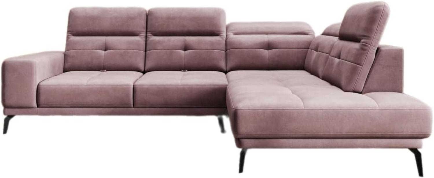 Designer Sofa Isabella mit verstellbarer Kopf- und Rückenlehne Samt Rosé Rechts Bild 1