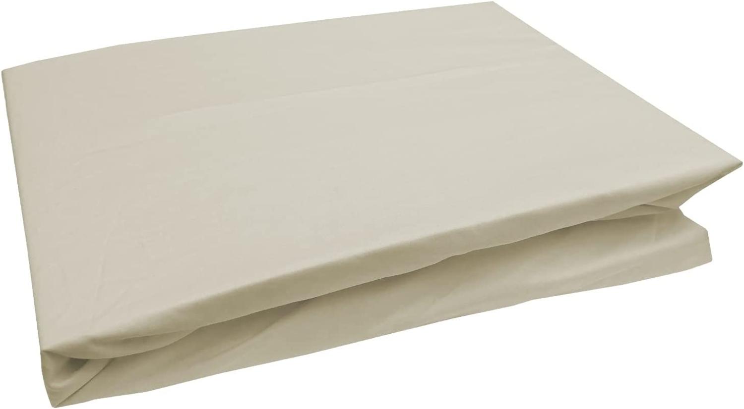 Bettwaesche-mit-Stil Mako Perkal Spannbettlaken Creme 90 x 210 cm Bild 1