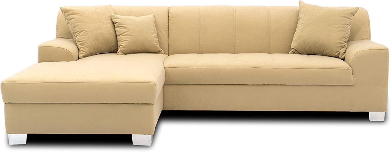 DOMO. collection Capri Ecksofa | Eckcouch in L-Form mit Schlaffunktion, Polsterecke Schlafsofa, beige, 239x152x75 cm Bild 1