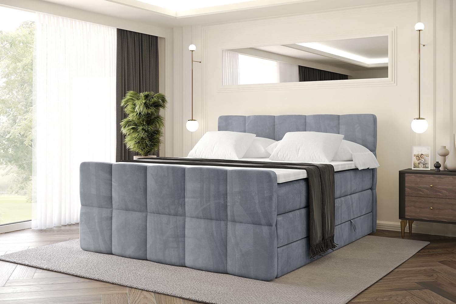 ALTDECOR Boxspringbett LIRO-Z KING (Multipocket-Matratze H4, H3 Matratze Bonellfederung, Topper, Kopfteil), Doppelbett mit Fußteil Bild 1