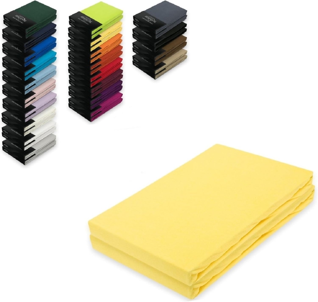 Doppelpack Jersey Spannbettlaken 140 - 160 x 200 cm Gelb Bild 1