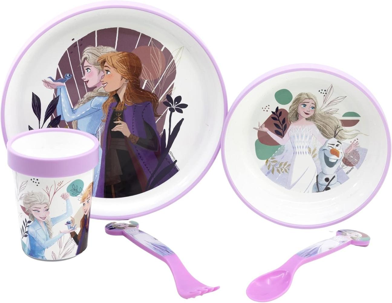 Disney HOME Frozen Kindergeschirr Set 5 teilig für Mikrowellen mit Anti- Rutsch Bild 1