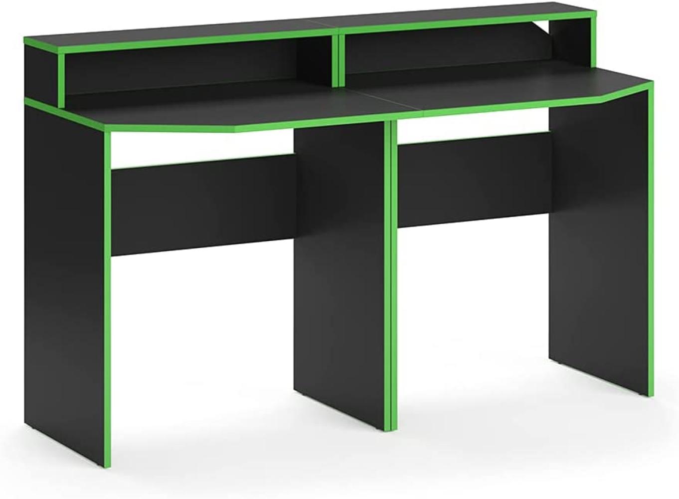 Vicco Computermöbelset, Computertisch, 2 Schreibtische kurz Kron, Schwarz/Grün Bild 1