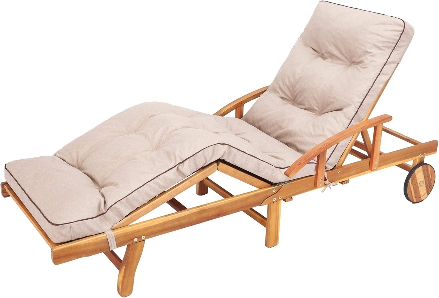 Liegenauflage, Auflage für Gartenliege 200 x 55 x 8 cm, Auflagen für Deckchair, Polsterauflage für Sonnenliege, Kissen für Liegestuhl, gesteppt - Beige Bild 1