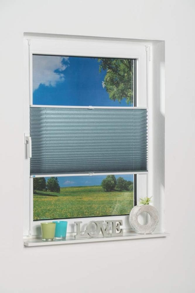 K-home Klemmfix-Plissee Petrol 90 x 130 cm (B x L) Lichtschutz +++ Moderne Crushed Optik +++ Bild 1