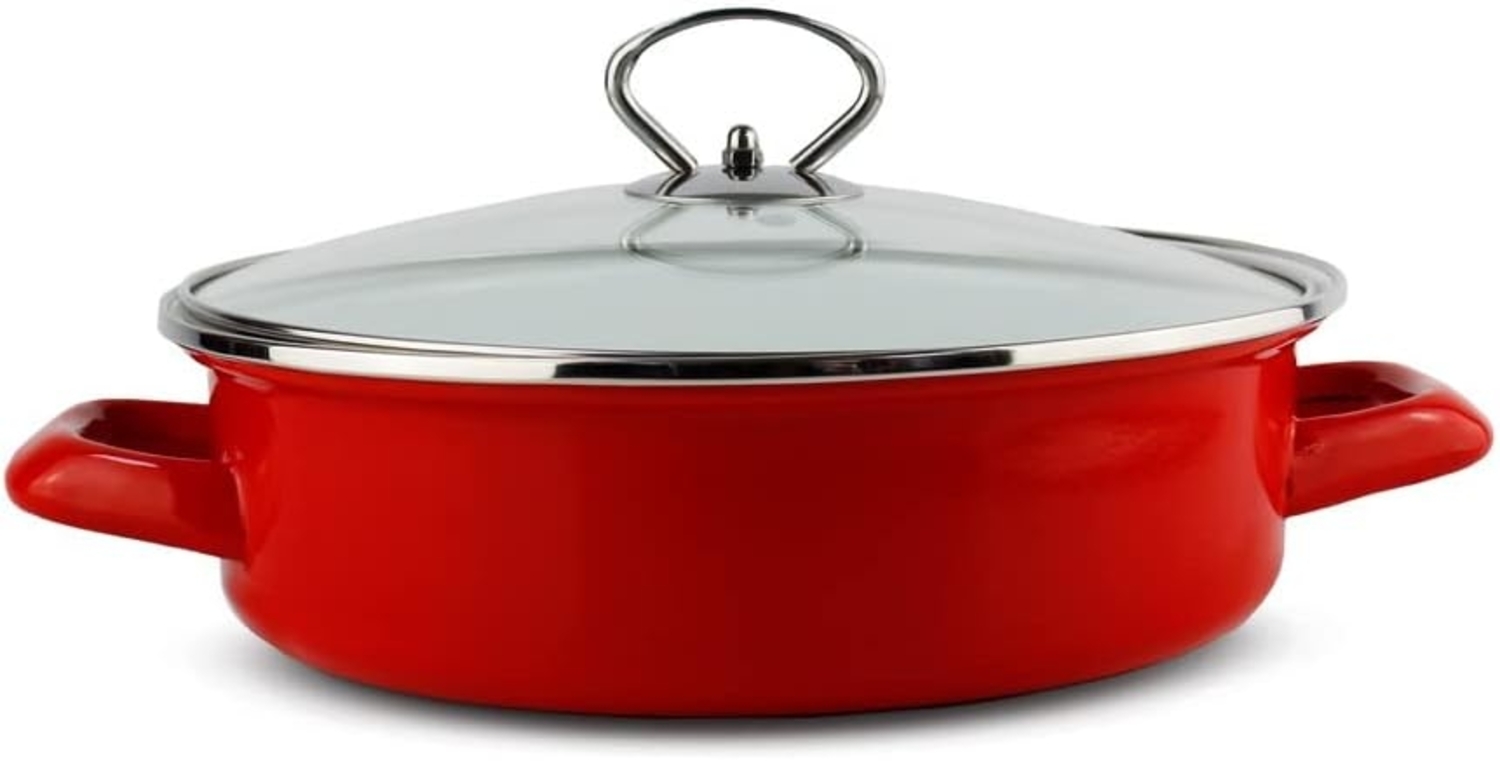 Schäfer Ø 24 x 7 cm Servierpfanne Servier-Bratpfanne Pfanne 12385 Metallic-Rot Bild 1