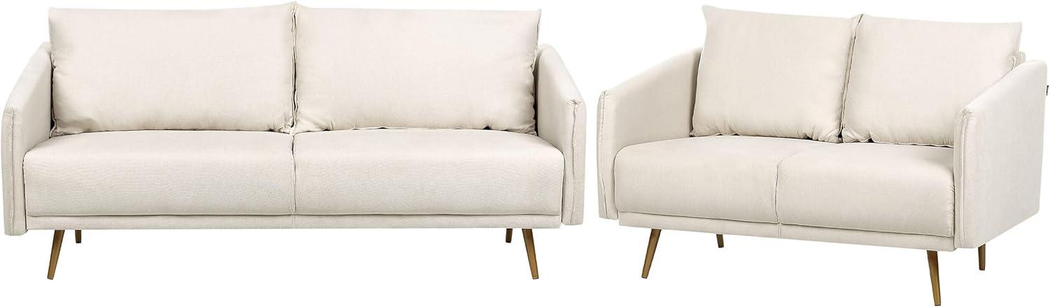 Sofa Set Polyester beige 5-Sitzer mit goldenen Beinen MAURA Bild 1