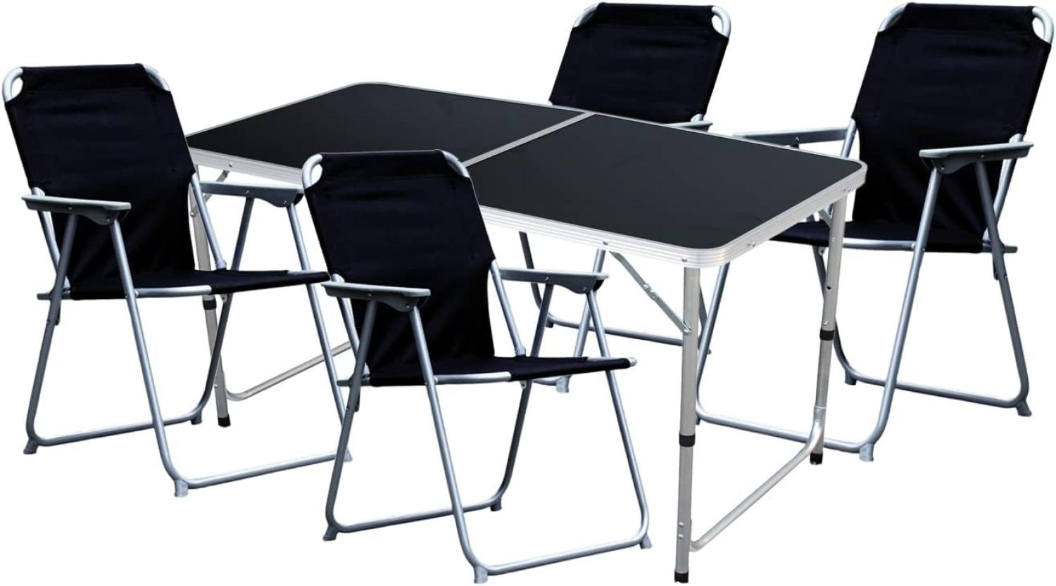 5-teiliges Campingmöbel Set Black Alu 120x60x58/70cm schwarz Bild 1