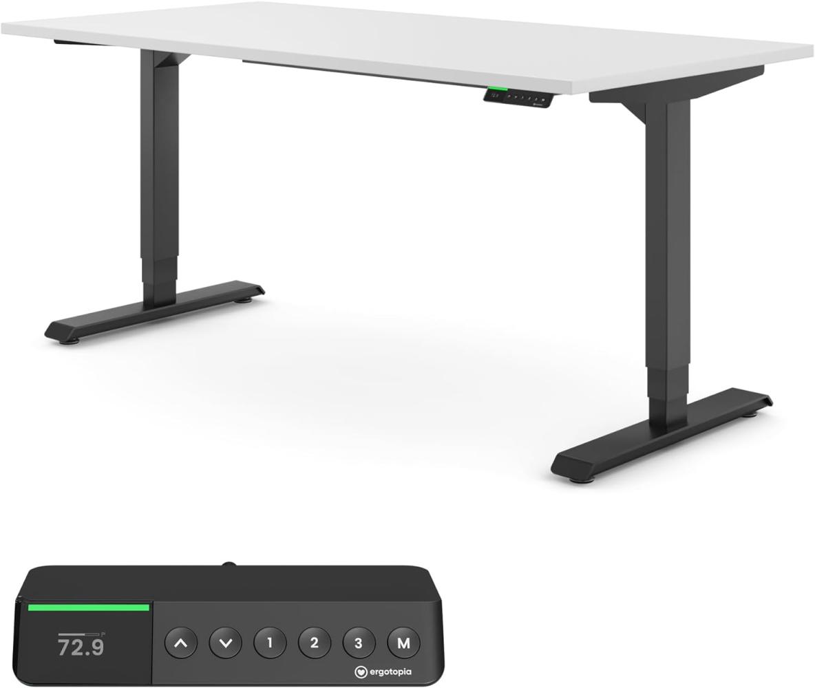 Desktopia Pro X - Elektrisch höhenverstellbarer Schreibtisch / Ergonomischer Tisch mit Memory-Funktion, Weiß, Gestell Schwarz, 120x80 cm Bild 1