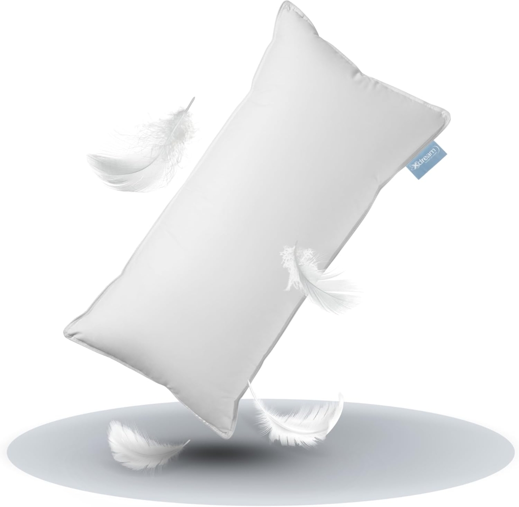 XDREAM Daunenkissen Premium, 40x80 und 80x80 cm, Füllung: 100% Daunen und Federn, Bezug: 100% Baumwolle, Rückenschläfer, Seitenschläfer, wirkt stützend und entlastend, entwickelt in Deutschland Bild 1