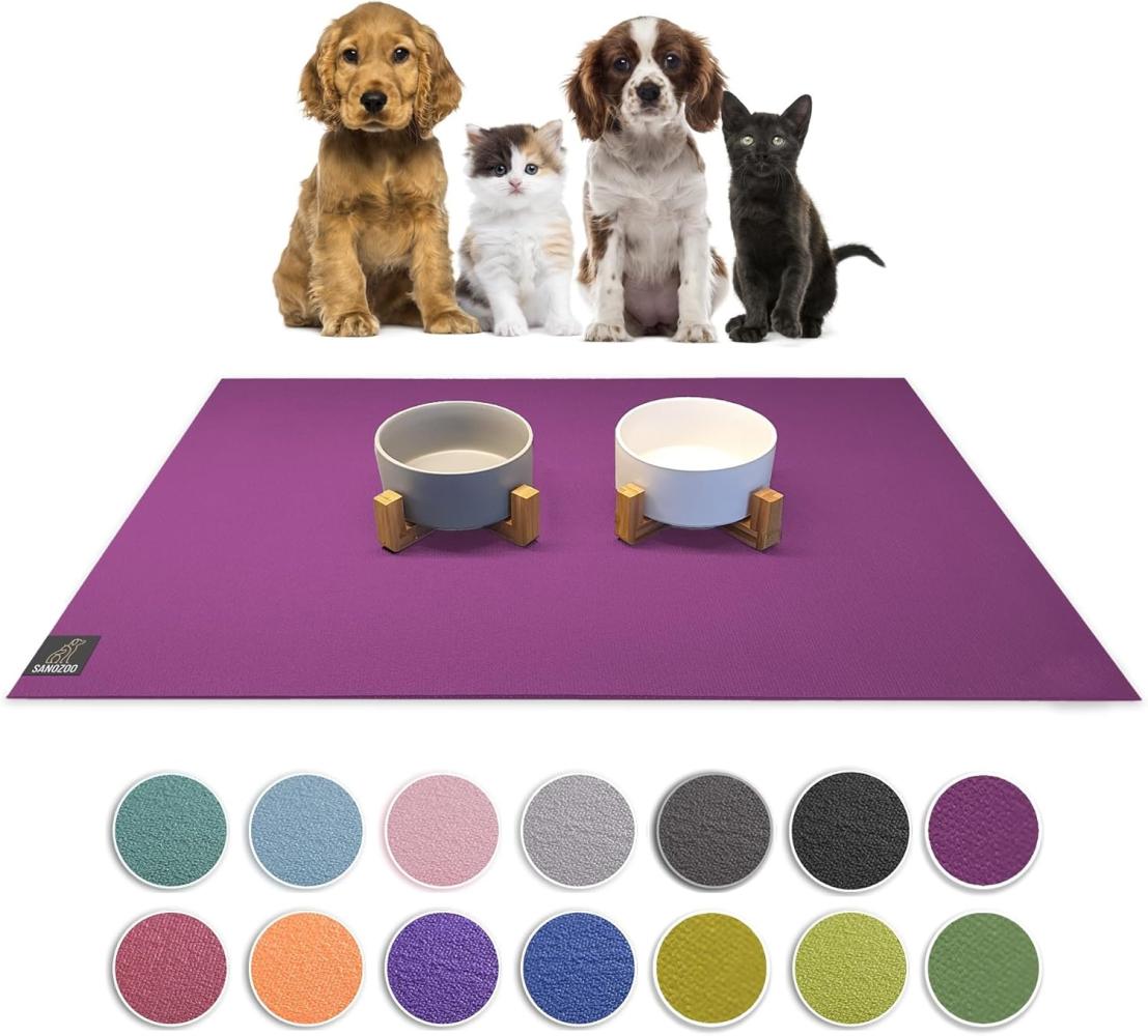 SanoZoo® - Napfunterlage, Öko-TEX - Made in Germany - rutschfeste Futtermatte für Hunde & Katzen, Set: 40x60 + 60x90 cm Pflaume Bild 1