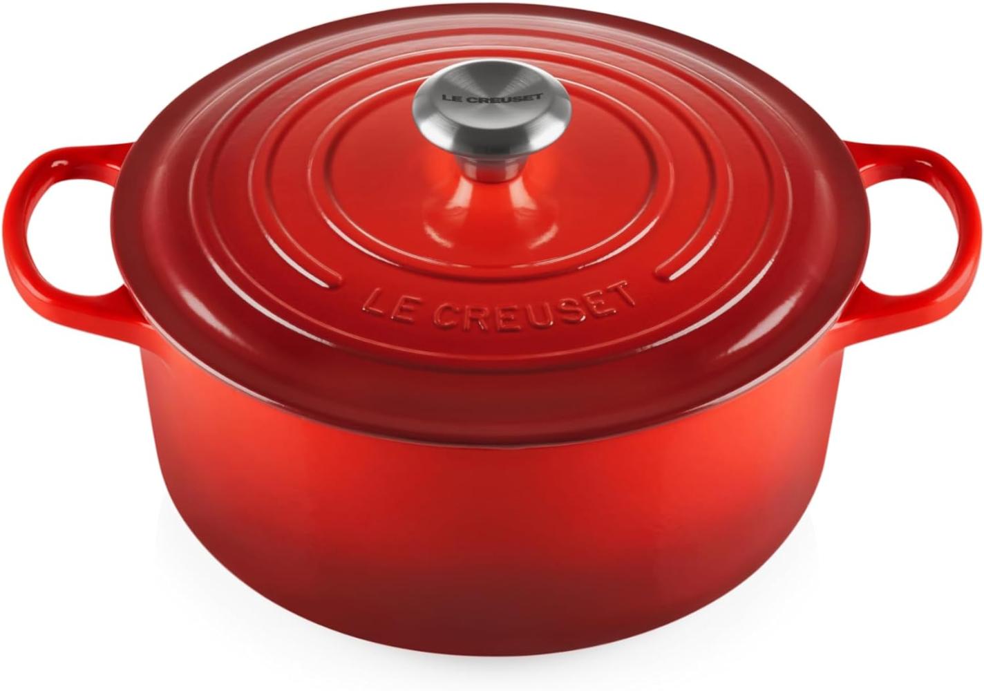 Le Creuset Signature Gusseisen-Bräter mit Deckel, Für alle Herdarten und Induktion geeignet, Rund, Kirschrot, 26,0 cm, 5.3 Bild 1