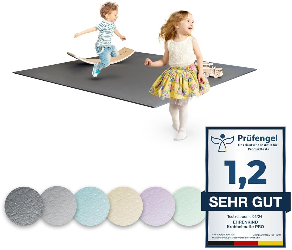 Ehrenkind® Krabbelmatte PRO | Extra dick und soft | Made in Germany | Oeko-Tex 100 | Größe 180x240cm GRAU Bild 1