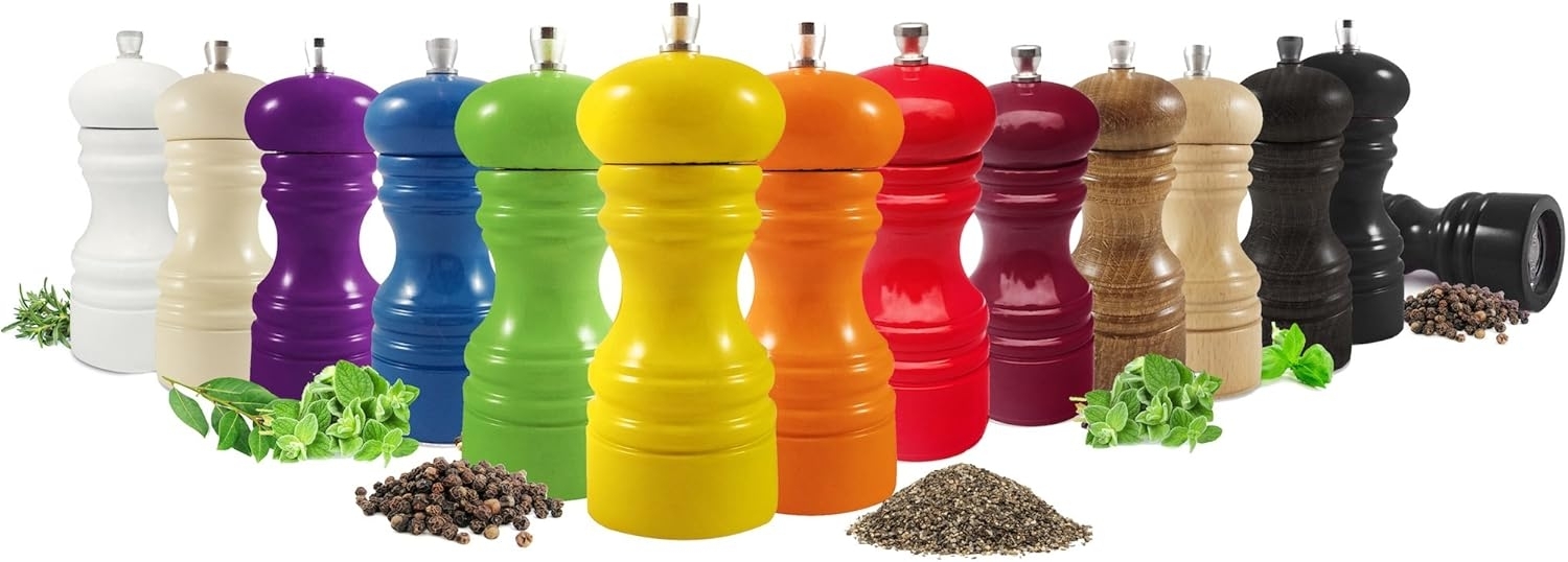 Pfeffermühle Salzmühle in 13 FARBEN Gewürzmühle Hochglanz 12cm MADE IN EU Bild 1