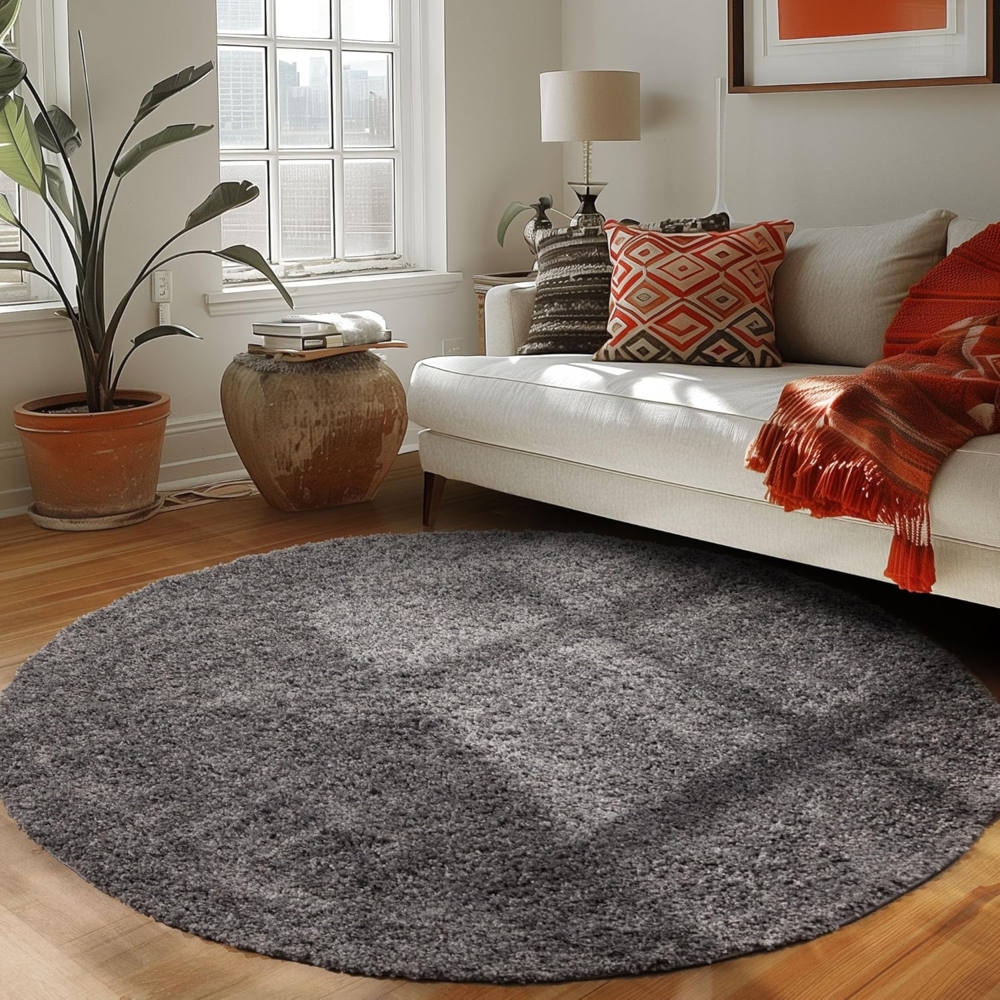 Carpettex Hochflor-Teppich Unicolor - Einfarbig, Rund, Höhe: 30 mm, Einfarbig Shaggy Teppich Wohnzimmer Langflor versch. farben und größen Bild 1