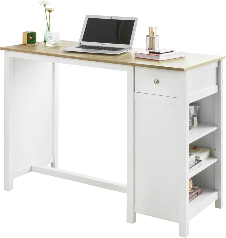 SoBuy Bartisch FWT64, Küchentheke Küchenbartisch mit Einer Schublade und 3 Regalfächern Bild 1
