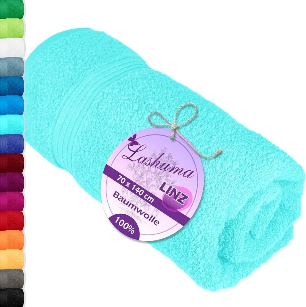 Lashuma Duschtuch - Badetuch Linz, Frottee (1-St), Einfarbiges Badehandtuch Türkis 70x140 cm Bild 1