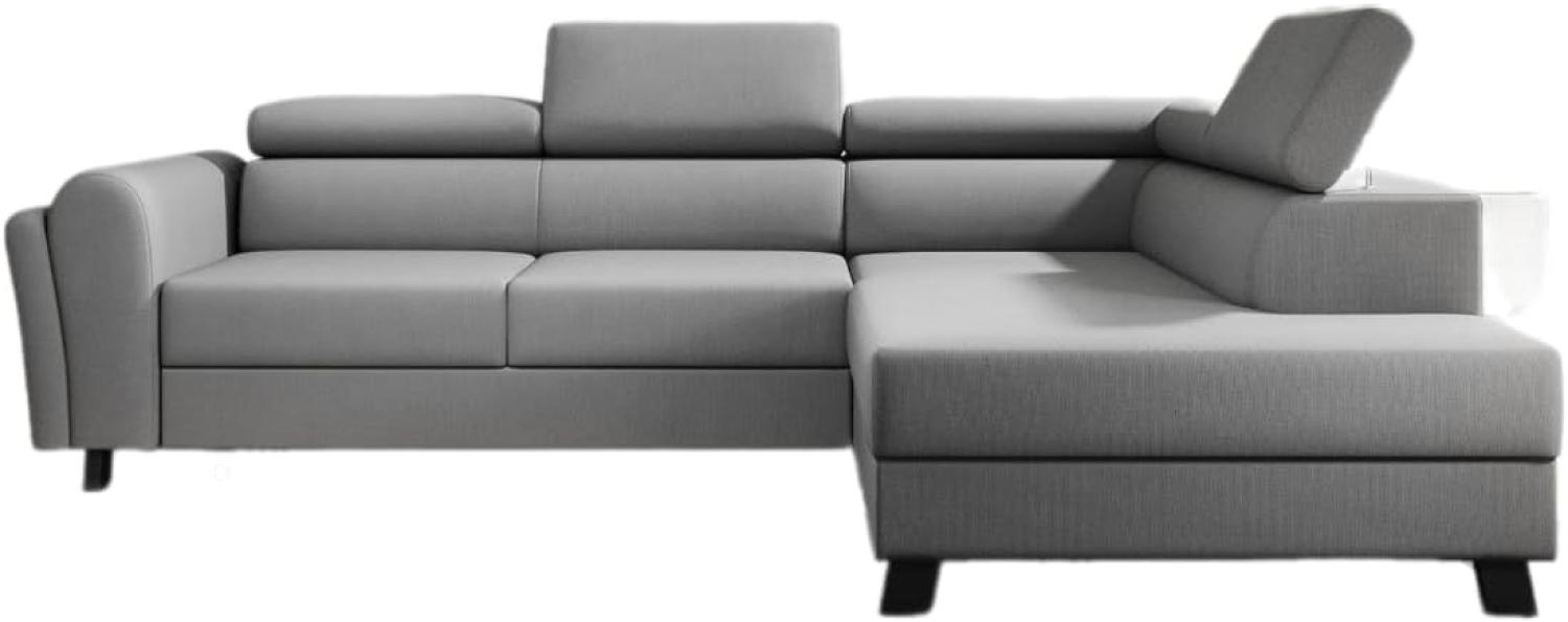 Designer Sofa Kira mit Schlaf- und Klappfunktion Stoff Grau Rechts Bild 1