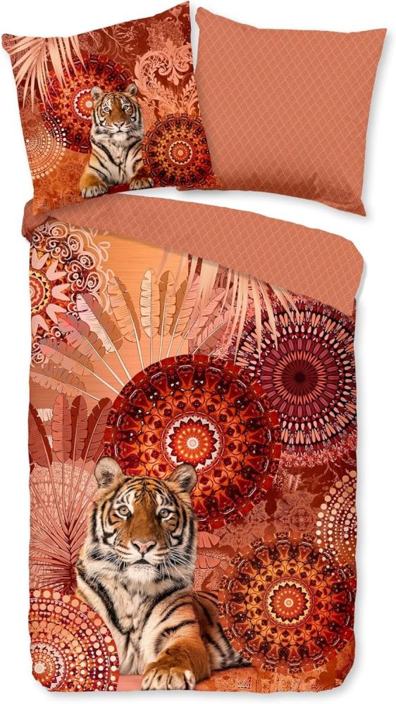 Traumschloss Satin Bettwäsche - Anakin - Mandalas mit Tiger, orange 155x220 / 80x80 Bild 1