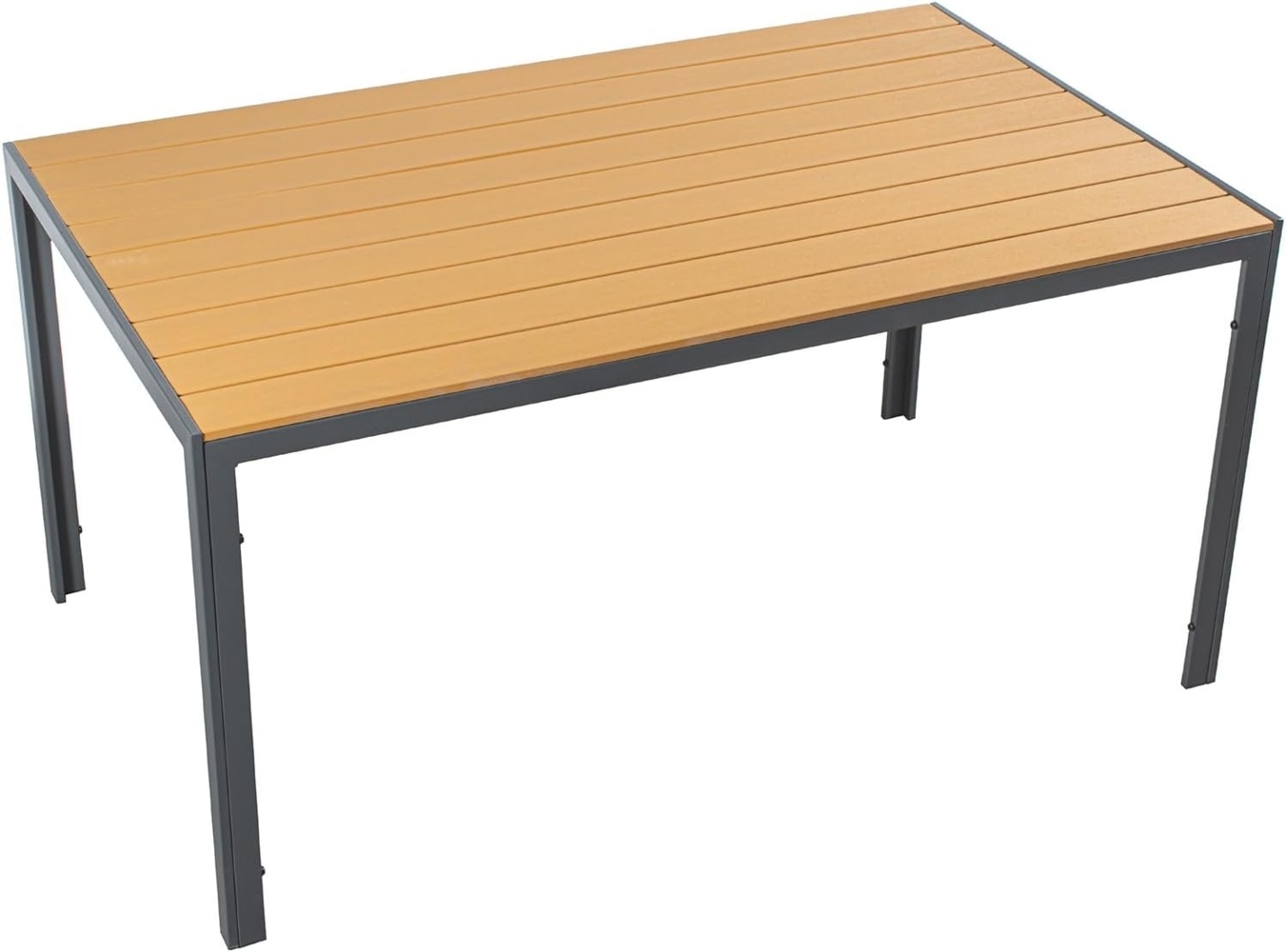 DRW Tisch aus anthrazitfarbenem Stahl und Polyethylenplatte, Naturholz, 150 x 90 x 74 cm Bild 1