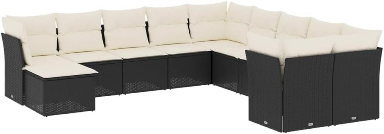 vidaXL 11-tlg. Garten-Sofagarnitur mit Kissen Schwarz Poly Rattan 3218606 Bild 1