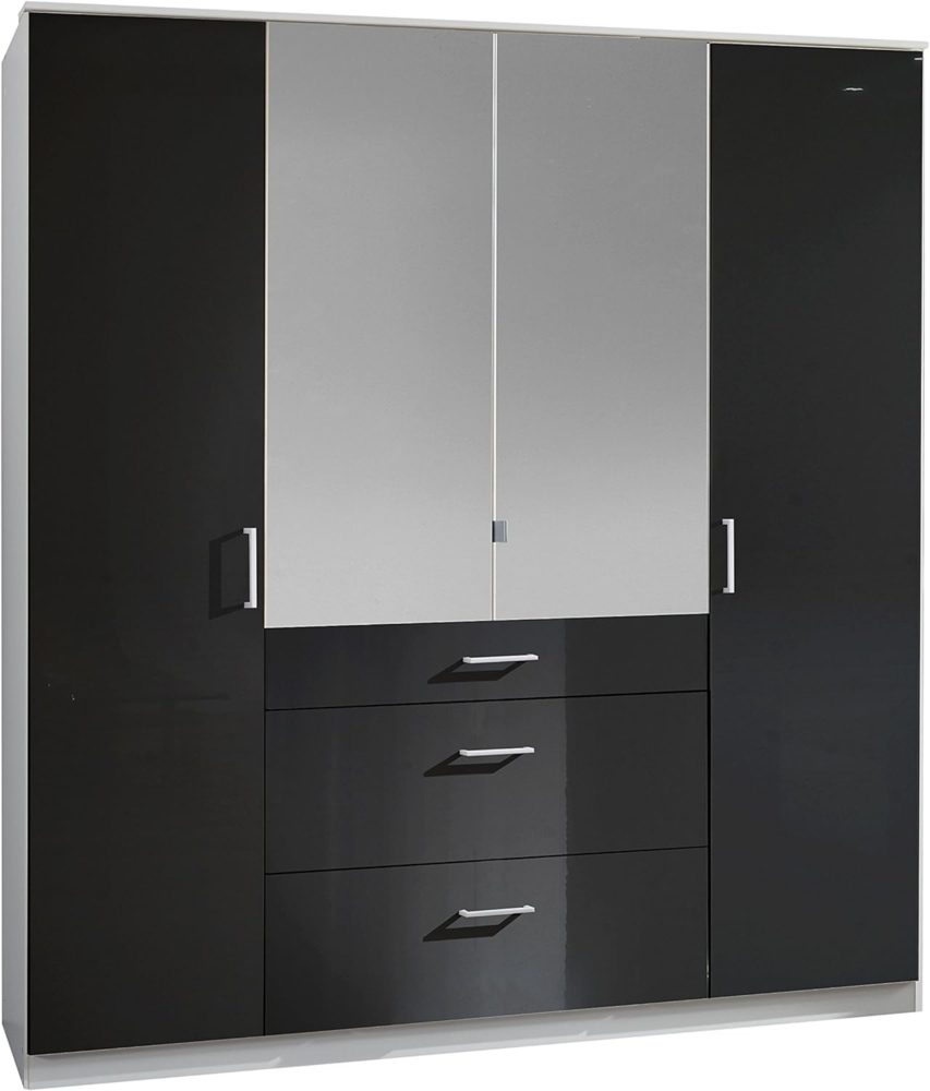 Kleiderschrank Clack Front hochglanz schwarz Spiegel 180 cm Bild 1