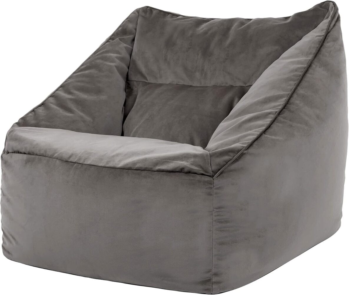 icon Riesen Sitzsack Sessel „Natalia“, Anthrazitgrau, Plüsch XXL Sitzsack Erwachsene mit Füllung für das Wohnzimmer, Riesensitzsack Sofa XXL Bild 1