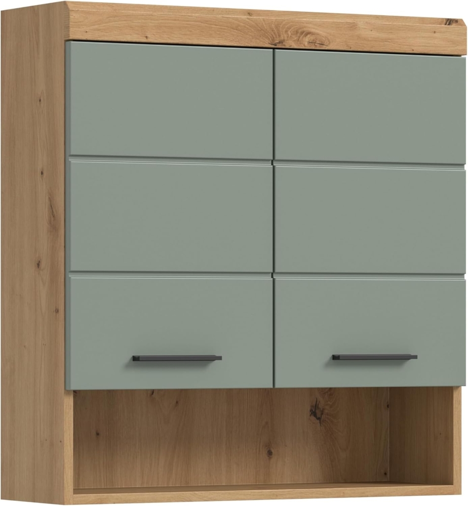 furnling Hängeschrank Scott 2 Türen, 1 offenes Fach, Stauraum, Badmöbel, Badschrank, 74 cm breit Bild 1