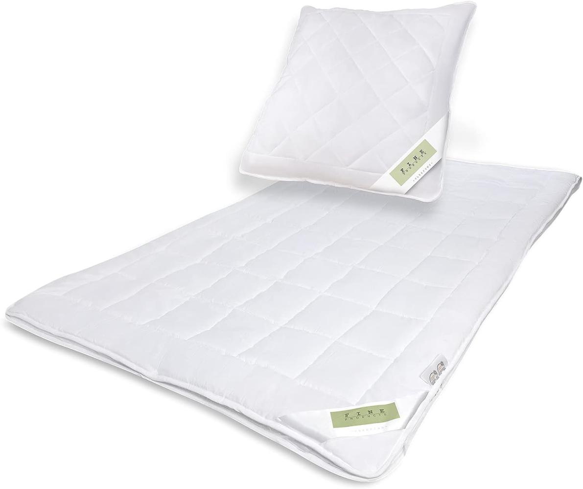 Julido 4-Jahreszeiten Komplettset Decke 135x200 cm Kissen 80x80 cm Deckenfüllung 450+650g Kissenfüllung 800g Steppbett mit Druckknöpfen Ganzjahres-Bett Zudecke Kopfkissen Bild 1