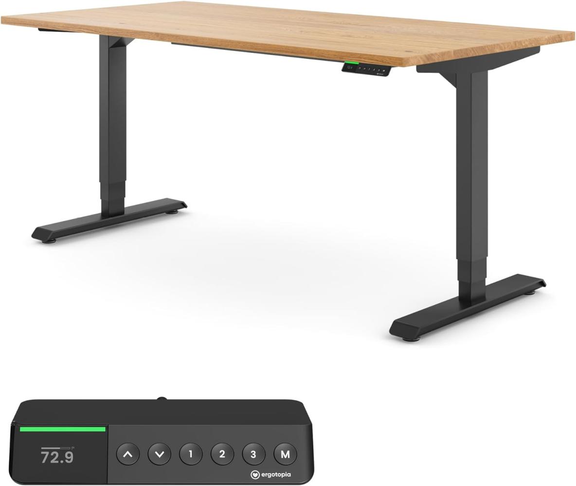 Desktopia Pro X - Elektrisch höhenverstellbarer Schreibtisch / Ergonomischer Tisch mit Memory-Funktion, Eiche Echtholz, Gestell Schwarz, 120x80 cm Bild 1