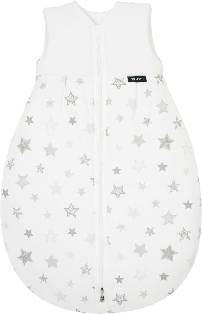 Alvi Baby Mäxchen Thermo Schlafsack | Baby-Schlafsack ohne Ärmel | Winterschlafsack ÖKO-TEX zertifiziert | Alvi Außensack wattiert, Größe:110, Design:Silver Stars silbergrau 786-9 Bild 1