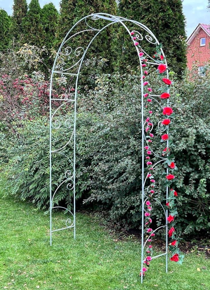 DanDiBo Rosenbogen Metall Verzinkt Massiv 120 cm Torbogen 96518 Wetterfest Rundbogen Volleisen Rankhilfe Gartenbogen Feuerverzinkt Bild 1