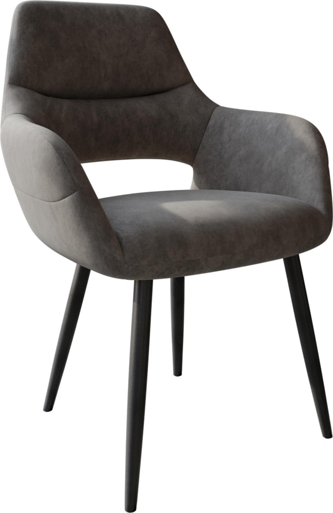 Esszimmerstuhl Yago-Flex mit Armlehnen Mikrofaser Anthrazit Vintage 4-Fuß konisch Schwarz Taschenfederkern Bild 1