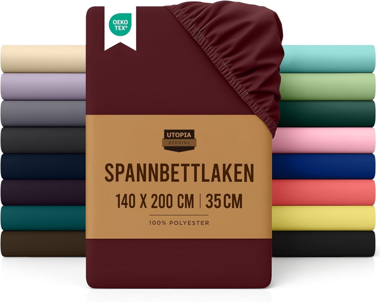 Utopia Bedding - Spannbettlaken 140x200 cm - Burgunderrot - Gebürstete Polyester-Mikrofaser Spannbetttuch - 35 cm Tiefe Tasche Bild 1