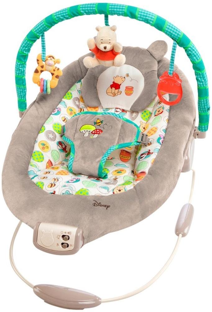 Bright Starts, Disney Baby, Winnie Puuh Wippe mit Vibrationen, Automatischer Ausschaltfunktion, Melodien, Lautstärkeregler, Abnehmbarer Kopfstütze und Spielbogen, 1 Stück (1er Pack) Bild 1