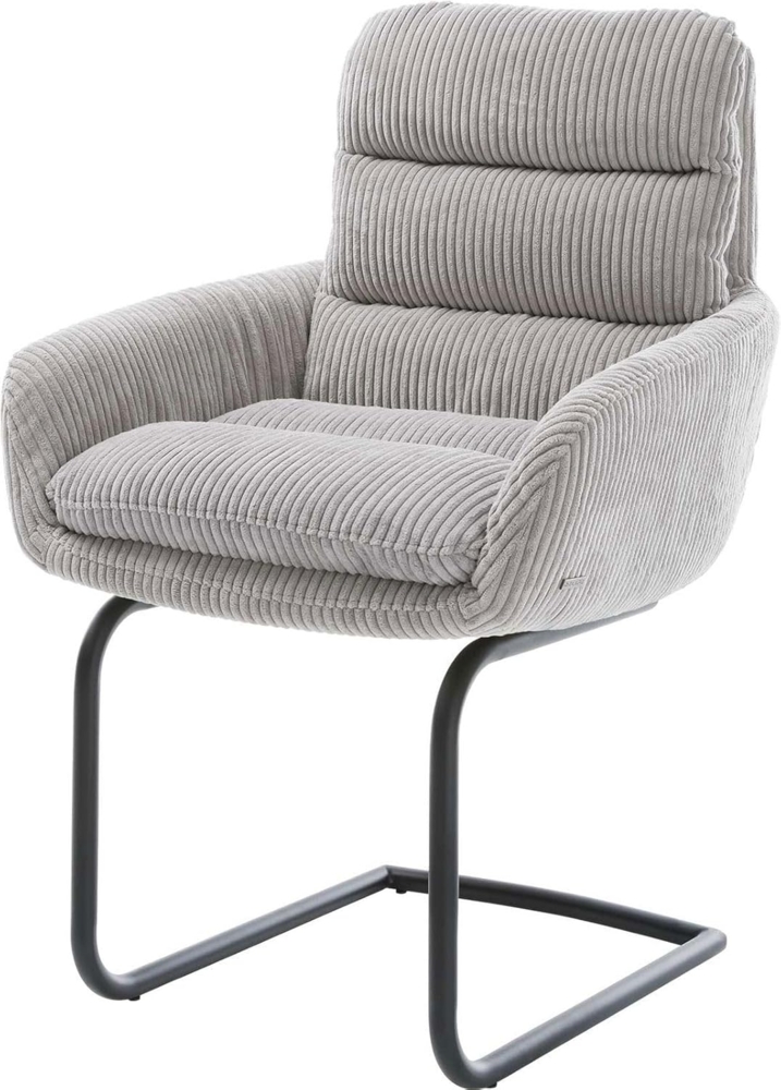 Freischwinger Abelia-Flex mit Armlehnen Cord Silbergrau Freischwinger rund Schwarz Bild 1