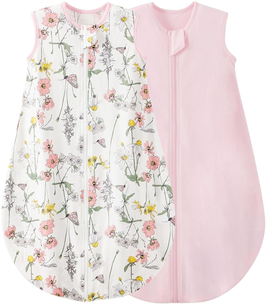 Duomiaomiao 2er Pack Baby Schlafsack,0.5 Tog Ganzjahres Cartoon Jungen Schlafsack, leichter hochwertiger Baumwoll-Mädchen Schlafsack, geeignet für Kinder im Alter Von 6 Monaten bis 3 Jahren Bild 1