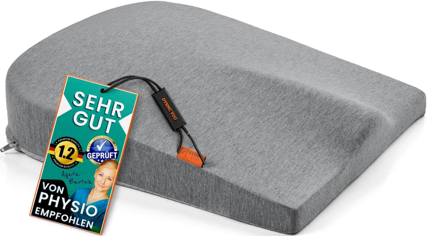 DYNMC you Keilkissen Stuhl Mittelhart H3 - Test SEHR GUT, Ergonomisches Sitzkissen Bürostuhl & Co, Entlastet Rücken & Erhöht Sitzkomfort, MIT PHYSIOTHERAPEUTEN ENTWICKELT Bild 1