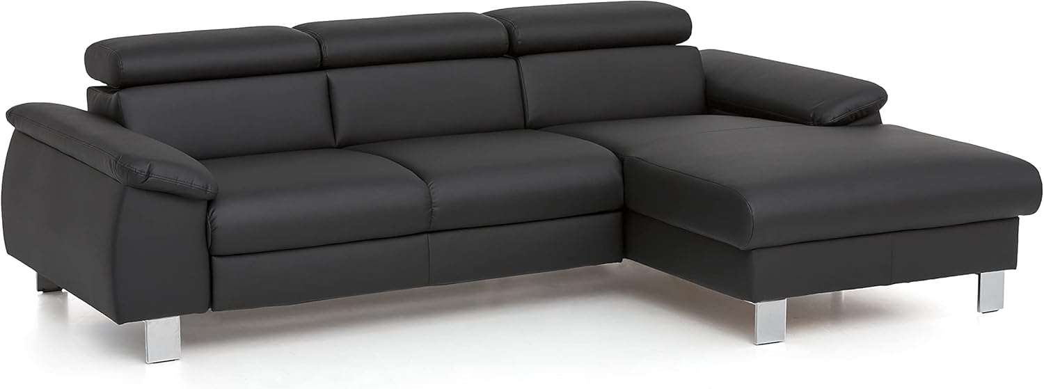 Mivano Ecksofa Micky mit Recamiere / L-Form-Sofa mit Schlaffunktion, Bettkasten und Kopfteilverstellung / 244 x 72 x 166 / Kunstleder, Schwarz Bild 1