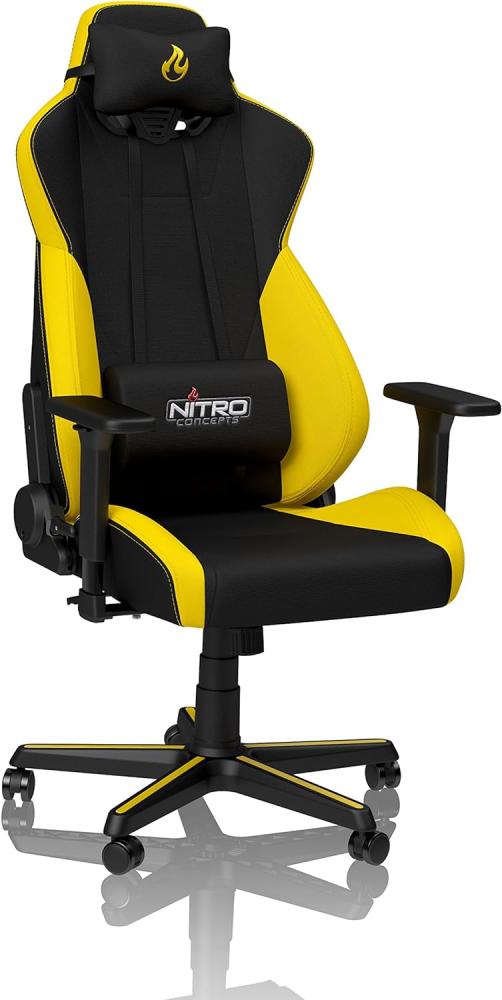 NITRO CONCEPTS S300 Gamingstuhl - Ergonomischer Bürostuhl Schreibtischstuhl Chefsessel Bürostuhl Pc Stuhl Gaming Sessel Stoffbezug Belastbarkeit 135 Kilogramm - Astral Yellow (Gelb) Bild 1