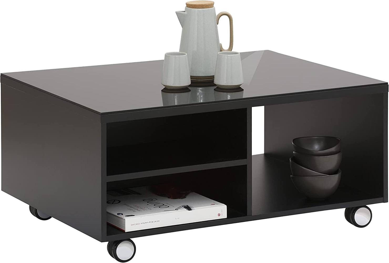 Couchtisch >SHINO SETS< (BxHxT: 90 x 40 x 65 cm) in schwarz matt - Schwarzglas Bild 1