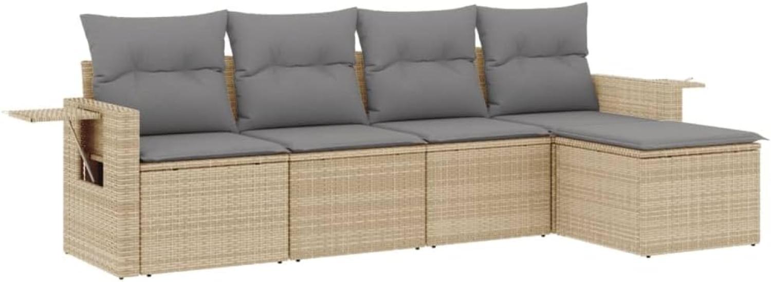 vidaXL 5-tlg. Garten-Sofagarnitur mit Kissen Beige Poly Rattan 3252426 Bild 1