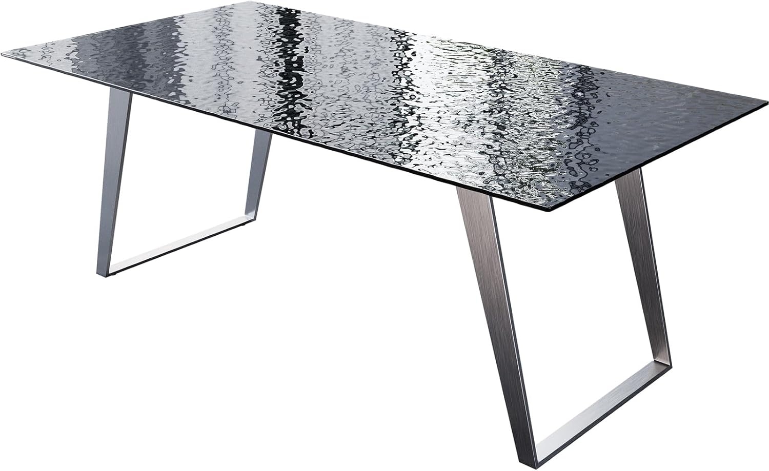 Esstisch Edge 200x100 Reliefglas Rauchschwarz 3D-Design Edelstahl Schräg Bild 1