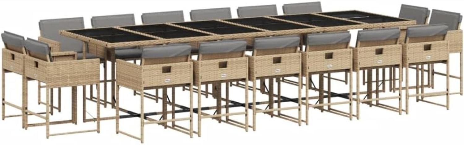 vidaXL 17-tlg. Garten-Essgruppe mit Kissen Beigemischung Poly Rattan 3211428 Bild 1