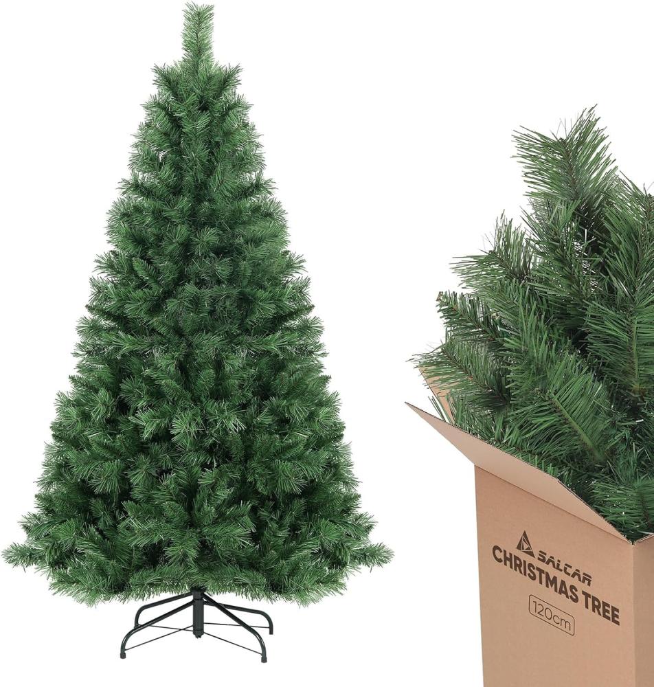 SALCAR Kleiner Weihnachtsbaum Künstlich 120 cm, Künstlicher Tannenbaum mit Handschuhen und Metallständer, Weihnachtsbäume als Weihnachtsdeko Innen Bild 1