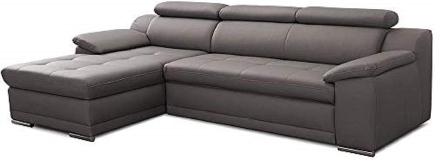 CAVADORE Schlafsofa Aniamo / Ledersofa in L-Form mit Bettfunktion, verstellbaren Kopfstützen und XL-Longchair / 270 x 80 x 165 / Kunstleder, Dunkelgrau Bild 1