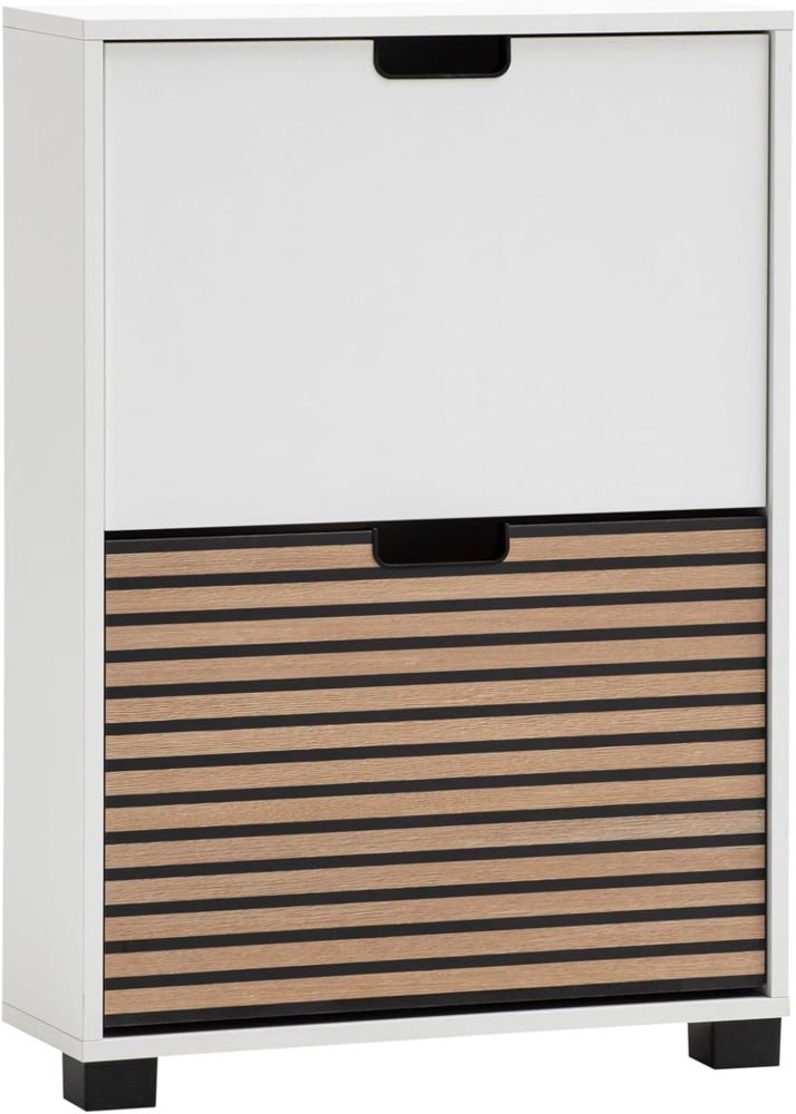 Schildmeyer Schuhschrank Schuhkipper Ryker 160030, Mattweiß/Akustikpaneel Optik, 59,8 x 19,5 x 85,2 cm Bild 1