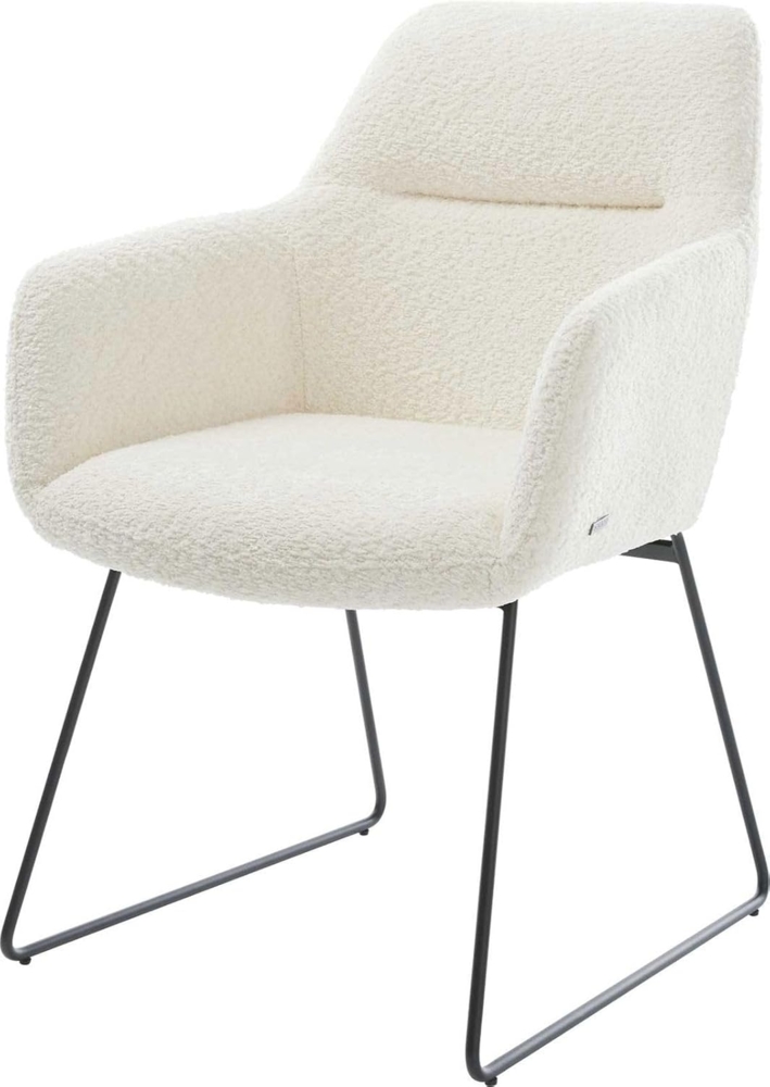 Esszimmerstuhl Pejo-Flex Bouclé Weiß Kufengestell Schwarz Taschenfederkern Bild 1